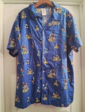 Mens Disney Character Button Down Short Sleeve XL